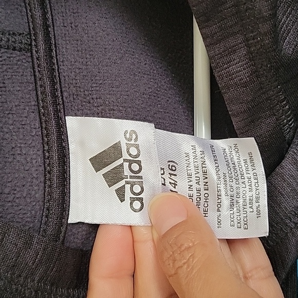 ADIDAS Youth, Hooded Blue Sweatshirt Youth Large - Picture 6 of 12